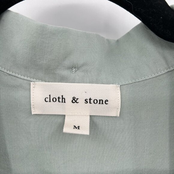 CLOTH & STONE Sea Foam Green Front Tie Button Up Lightweight Blouse Shirt Medium - Picture 4 of 7
